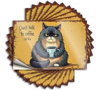 Funny Car Stickers Grumpy Cat with Coffee: 'Don't Talk to Coffee, Coffee' Stickers 10Pcs Car Warning Sticker Car Accessories(8X12CM)