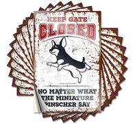 Funny Car Stickers Keep Gate Closed No Matter What The Miniature Pinscher Say Funny Sticker 10 Pcs Car Accessories Car Stickers and Decals(6X9CM)