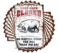 Funny Car Stickers Keep Gate Closed No Matter What The Pot Belly Pig Say Funny Sticker 10 Pcs No Stupid People Sign Sticker Box(6X9CM)