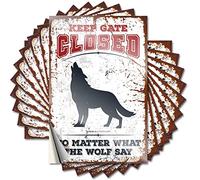 Funny Car Stickers Keep Gate Closed No Matter What The Wolf Say Funny Sticker 10 Pcs Stickers Funny Adult Tool Decal(12X18CM)
