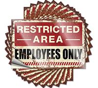 Funny Car Stickers Restricted Area Sign Employees Only Funny Sticker 10 Pcs Bumper Sticker Bar Accessories for Man Cave(6X9CM)