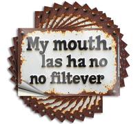 Funny Car Stickers Rusty Sign with Humorous Spanish Text Stickers 10Pcs Brand Stickers Vintage Bar Decor(12X18CM)
