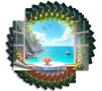 Funny Car Stickers Seaside View from The Window Stickers 10Pcs Bar Signs for Home Decor Stickers Girls(8X12CM)