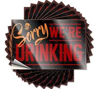 Funny Car Stickers Sorry We're Drinking Funny Sticker 10 Pcs Toolbox Stickers and Decals Cars Stickers(6X9CM)