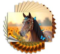 Funny Car Stickers Sunflower Field with Decorated Horse and Butterflies Stickers 10Pcs Funk Around and Find Out Sticker Funny Stickers(6X9CM)