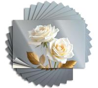 Funny Car Stickers Three White Roses with Golden Leaves. Stickers 10Pcs Funny Sticker Prank Stickers for Adults(6X9CM)