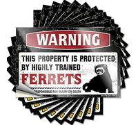Funny Car Stickers Warning This Property is Protected by A Highly Trained Ferrets Funny Sticker 10 Pcs Inappropriate Stickers Stickers for Cars(8X12CM)
