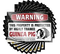 Funny Car Stickers Warning This Property is Protected By A Highly Trained Guinea Pig Funny Sticker 10 Pcs Bumper Sticker Bar Accessories for Man Cave(8X12CM)