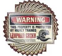 Funny Car Stickers Warning This Property is Protected By A Highly Trained Leopard Gecko Funny Sticker 10 Pcs Automotive Stickers Funny Garage Signs for Men(12X18CM)