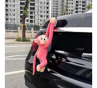 Funny Car Tail Monkey Pendant Decoration, Monkey Squad, Tailwind Monkey for Cars, Cute Swinging Monkey Ornament with Suction Cup, Hanging Monkey Stuffed Animal Decor for Car Tail Exterior (Pink)