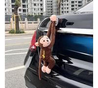 Funny Car Tail Monkey Pendant Decoration, Monkey Squad, Tailwind Monkey for Cars, Cute Swinging Monkey Ornament with Suction Cup, Hanging Monkey Stuffed Animal Decor for Car Tail Exterior (Brown)
