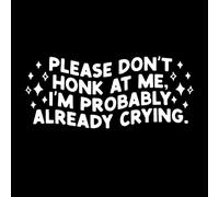 Funny Car Window Stickers White Please Don't Honk At Me, I'm Probably Already Crying Decals
