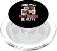 Funny Card Games Design Drink Wine Play Bridge Be Happy PopSockets PopGrip for MagSafe