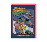 Funny Card New Home Meet Neighbours Grave - Comic Retro Artwork Greeting Card