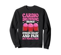 Funny Cardio Drumming fitness cat drumming women Sweatshirt