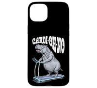 Funny Cardio Gym Hippo Cardi-Oh-No Hippopotamus Treadmill Case for iPhone 15 Plus