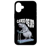 Funny Cardio Gym Hippo Cardi-Oh-No Hippopotamus Treadmill Case for iPhone 16 Plus