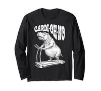 Funny Cardio Gym Hippo Cardi-Oh-No Hippopotamus Treadmill Long Sleeve T-Shirt