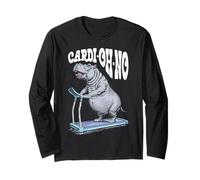 Funny Cardio Gym Hippo Cardi-Oh-No Hippopotamus Treadmill Long Sleeve T-Shirt
