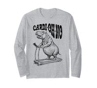 Funny Cardio Gym Hippo Cardi-Oh-No Hippopotamus Treadmill Long Sleeve T-Shirt