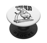 Funny Cardio Gym Hippo Cardi-Oh-No Hippopotamus Treadmill PopSockets Adhesive PopGrip