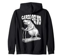 Funny Cardio Gym Hippo Cardi-Oh-No Hippopotamus Treadmill Zip Hoodie