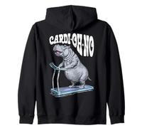 Funny Cardio Gym Hippo Cardi-Oh-No Hippopotamus Treadmill Zip Hoodie