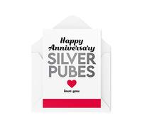 Funny Cards Happy Anniversary Silver Pubes Grey Old Mens Womens Greeting Card Witty Humour Laughter Banter Joke Fun CBH91