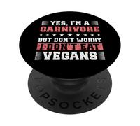 Funny Carnivore I Don’t Eat Vegans Meat Lover PopSockets Adhesive PopGrip