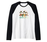 Funny Caroling Snowmen Costume for Boys and Girls Raglan Baseball Tee