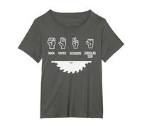 Funny Carpenter - Rock Paper Scissors Table Saw T-Shirt, Women's Plus, Asphalt Grey, 4X