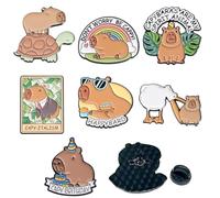 Funny Cartoon Animal Pin, 7 Pcs Cartoon Capybaras Enamel Pin, Cute Brooches, Lapel Pin Accessories, Lapel Badges Fits Men Women Boys and Girls(B)