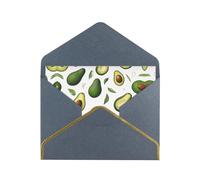 Funny Cartoon Avocados Print Horizontal Gold-Edged Pearl Greeting Card W/Envelope-Holiday,Birthday,Anniversary,Party(2pcs)