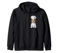 Funny Cartoon Beagle Chef Cooking in Kitchen Zip Hoodie
