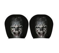 Funny Cartoon car headrest Cover, Halloween Car Headrest Cover,2/4 Pack Ghost Face Headrest Covers, Suitable for Halloween, Christmas car Universal Elastic Models Funny Decoration (Screaming Skull)