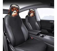 Funny Cartoon Car Headrest Covers, 2PCS Universal Fit, Big Eyes Car Seat Protector Cover, Cute Cheerful Face Auto Seat Covers for Halloween & Christmas, Easy Install & Washable (Black-C)