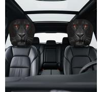 Funny Cartoon Car Headrest Covers, 2PCS Universal Fit, Big Eyes Car Seat Protector Cover, Cute Cheerful Face Auto Seat Covers for Halloween & Christmas, Easy Install & Washable (Black-H)