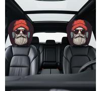 Funny Cartoon Car Headrest Covers, 2PCS Universal Fit, Big Eyes Car Seat Protector Cover, Cute Cheerful Face Auto Seat Covers for Halloween & Christmas, Easy Install & Washable (Black-G)