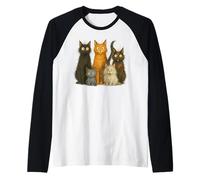 Funny Cartoon Cat Family Colorful Kitten Art Humor Design Raglan Baseball Tee