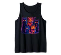 Funny Cartoon Cat Family Colorful Kitten Art Humor Design Tank Top