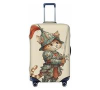 Funny Cartoon Cat in Armor Elastic Travel Luggage Covers Dustproof Scratch-Resistant Suitcase Protector Fit 22-24 Inch