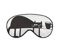 Funny Cartoon Cat Sleep Mask Good Morning Blindfold for Sleeping Elastic Blackout Eye Mask Cover for Full Night's Sleep Travel and Nap