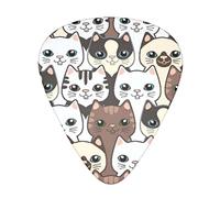 Funny Cartoon Cats Thin Medium And Heavy Gauge Guitar Picks For Bass Electric Acoustic Guitars (12 Count)