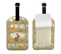 Funny Cartoon Cute Animals Rabbit Print Leatherette Luggage Tag with Secure Strap,Colorful Suitcase Identifier for Travel
