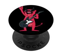 Funny Cartoon Devil Rock Music Guitar Player Design PopSockets Adhesive PopGrip
