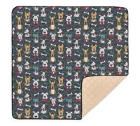 Funny Cartoon Dogs Playful Christmas Large Stylish Baby Play Mat for Indoor Outdoor Cozy Breathable Padded Play Mat for Babies Infants Toddlers, 50'' x 50''