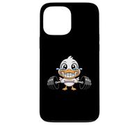 Funny Cartoon Duck Lifting Weights Gym Workout Case for iPhone 13 Pro Max
