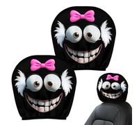 Funny Cartoon Eyes Headrest Covers 2 Pack Car Head Rest Pillow Decorations Universal Seat Accessories for SUV Truck MPV RV Tractor Trailer Automobile Interior Cute Car Decor