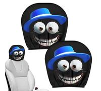 Funny Cartoon Eyes Headrest Covers 2 Pack Car Head Rest Pillow Decorations Universal Seat Accessories for SUV Truck MPV RV Tractor Trailer Automobile Interior Cute Car Decor