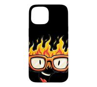Funny Cartoon Glasses with Fire and Flames Graphic Case for iPhone 15